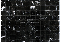 1x1 - 23mmx23mm Nero Marquina Taurus Black Marble Polished Mosaic