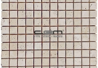 1x1 - 23mx23mm Ivory Classic Travertine Tumbled Mosaic