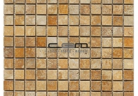 1x1 -23mmx23mm Gold Yellow Travertine Tumbled Mosaic