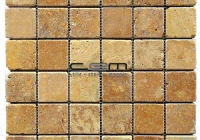 2x2 - 48mmx48mm Gold Yellow Travertine Tumbled Mosaic
