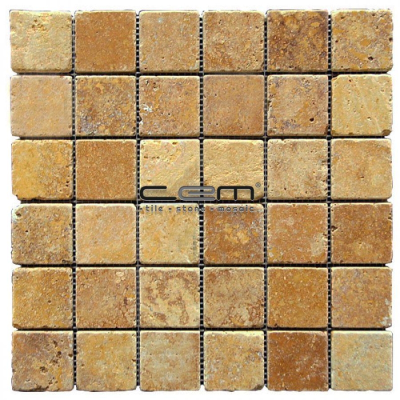 48mmx48mm Sarı Traverten Eskitme Mozaik