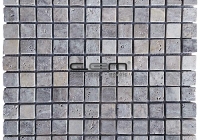 1x1 -23mmx23mm Silver Travertine Tumbled Mosaic