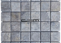 2x2 -48mmx48mm Silver Travertine Tumbled Mosaic