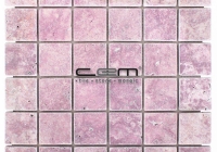 2x2 -48mmx48mm Pink Red Travertine Tumbled Mosaic